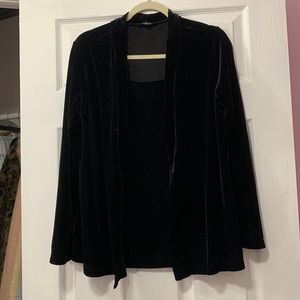 black velvet top with jacket look